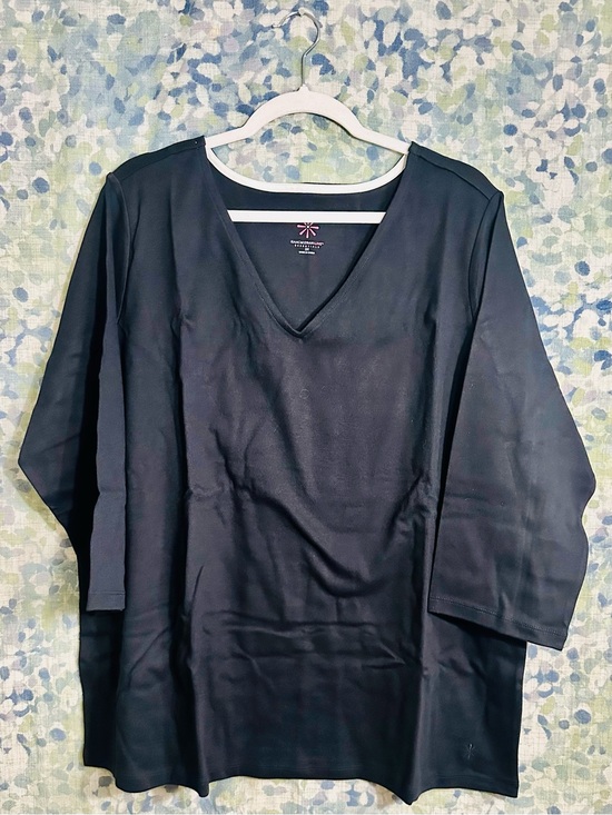 Isaac Mizrahi Tops - Isaac Mizrahi Live Black Pima Cotton V Neck Tunic Top 3X